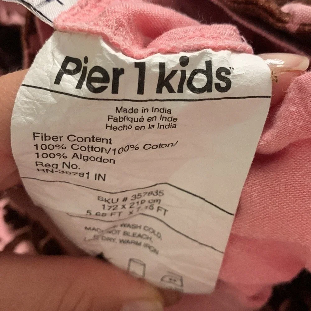Pier 1 velvet Amit print‎ duvet cover pink brown size twin